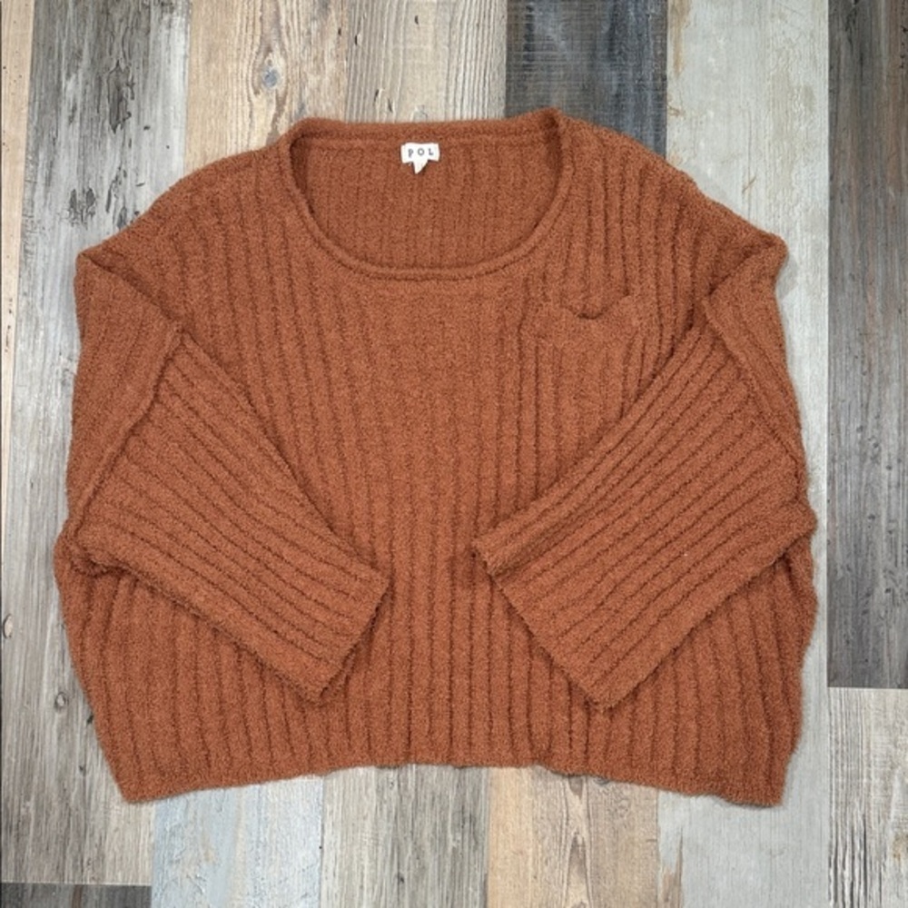 POL Rust Ribbed Crew Neck Sweater - Picture 1 of 6